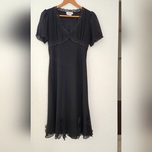 Vintage CDC Black Midi Dress with Lace Detail